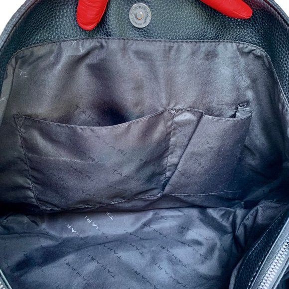 _Tahari black pebbled vintage designer shoulder tote bag +removable zipper pouch - Picture 6 of 11